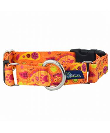 Orange Paisley Dog Collar – Buckle Martingale - Earthstyle